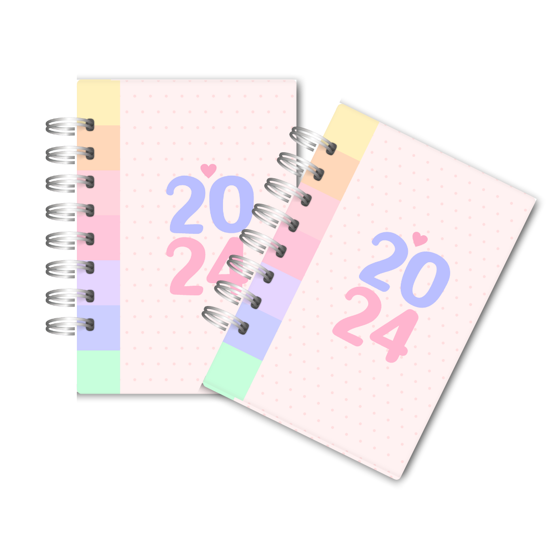 Mini Agenda Personalizada 2024 A6 1 ou 2 Dias por página
